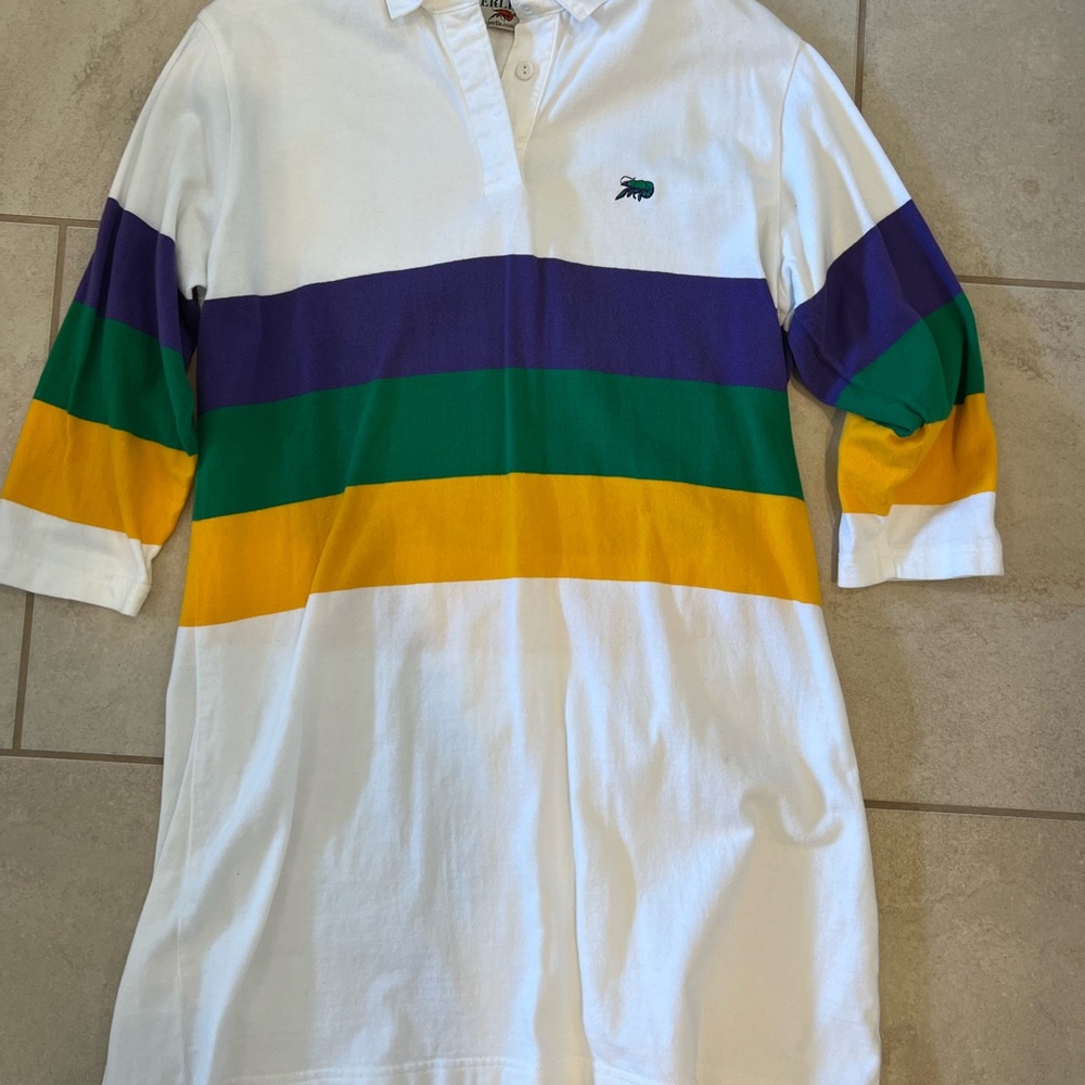Chest Stripe Mardi Gras Rugby Dress Women L